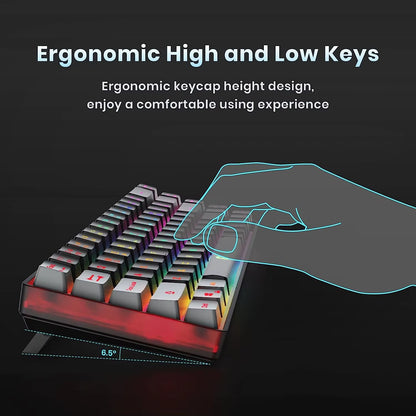 2.4G Wireless Gaming Keyboard Rechargeable Backlit Gaming Keyboard 68 Keys English/Spanish Layout Keyboard for PC